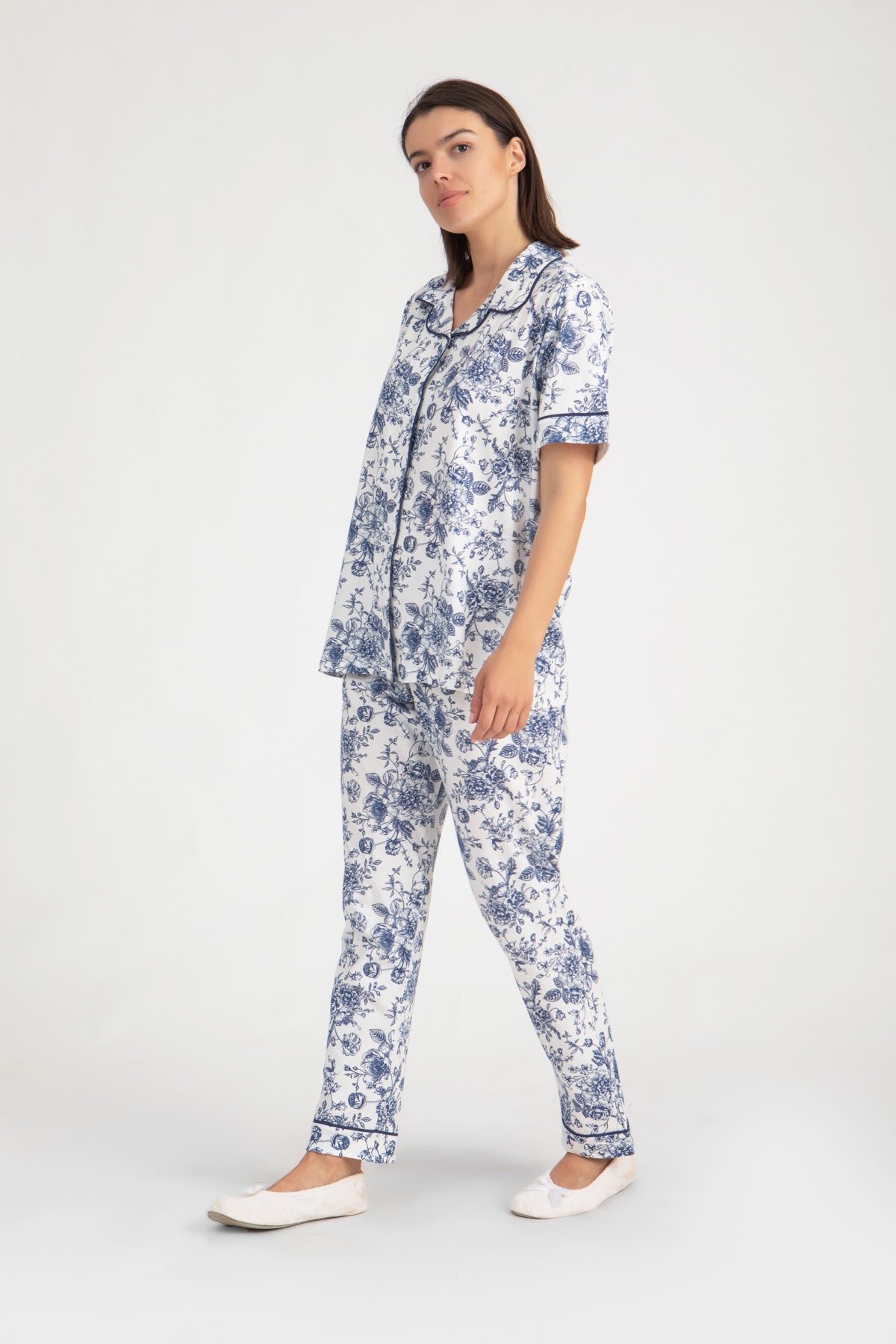 Short Sleeve All over print button down Pajama Set