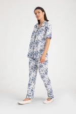 Load image into Gallery viewer, Short Sleeve All over print button down Pajama Set
