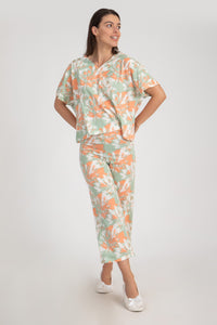 Short Sleeve Floral Wide leg Pajama Set