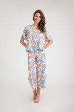 Load image into Gallery viewer, Short Sleeve Floral Wide leg Pajama Set
