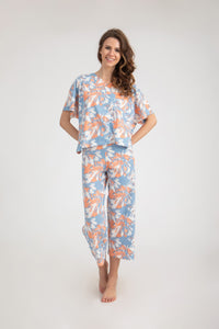 Short Sleeve Floral Wide leg Pajama Set