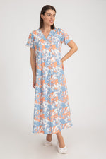 Load image into Gallery viewer, Floral print 100% Cotton Short Sleeve Loungedress
