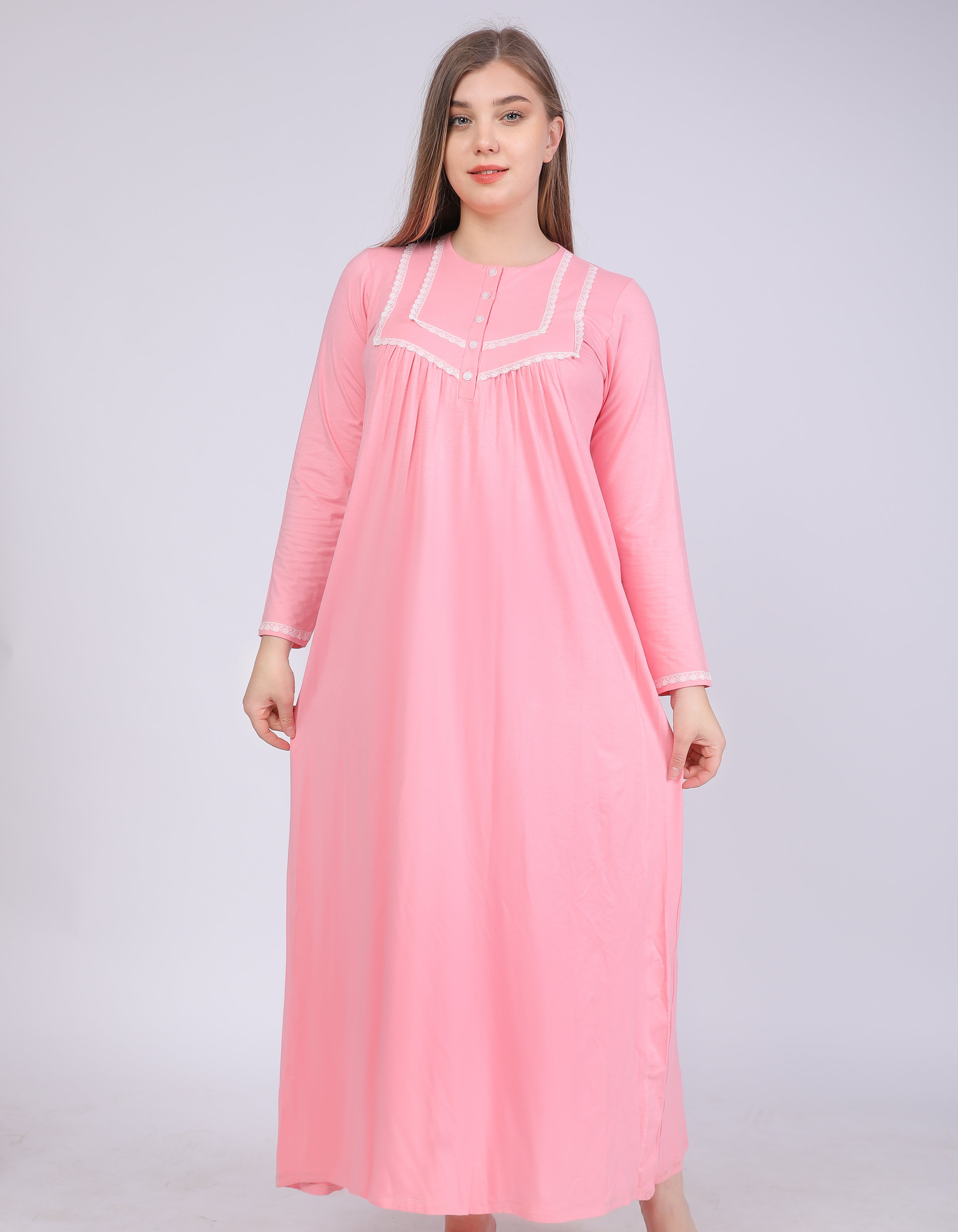 Soft Viscose Lace Trimed Nightgown