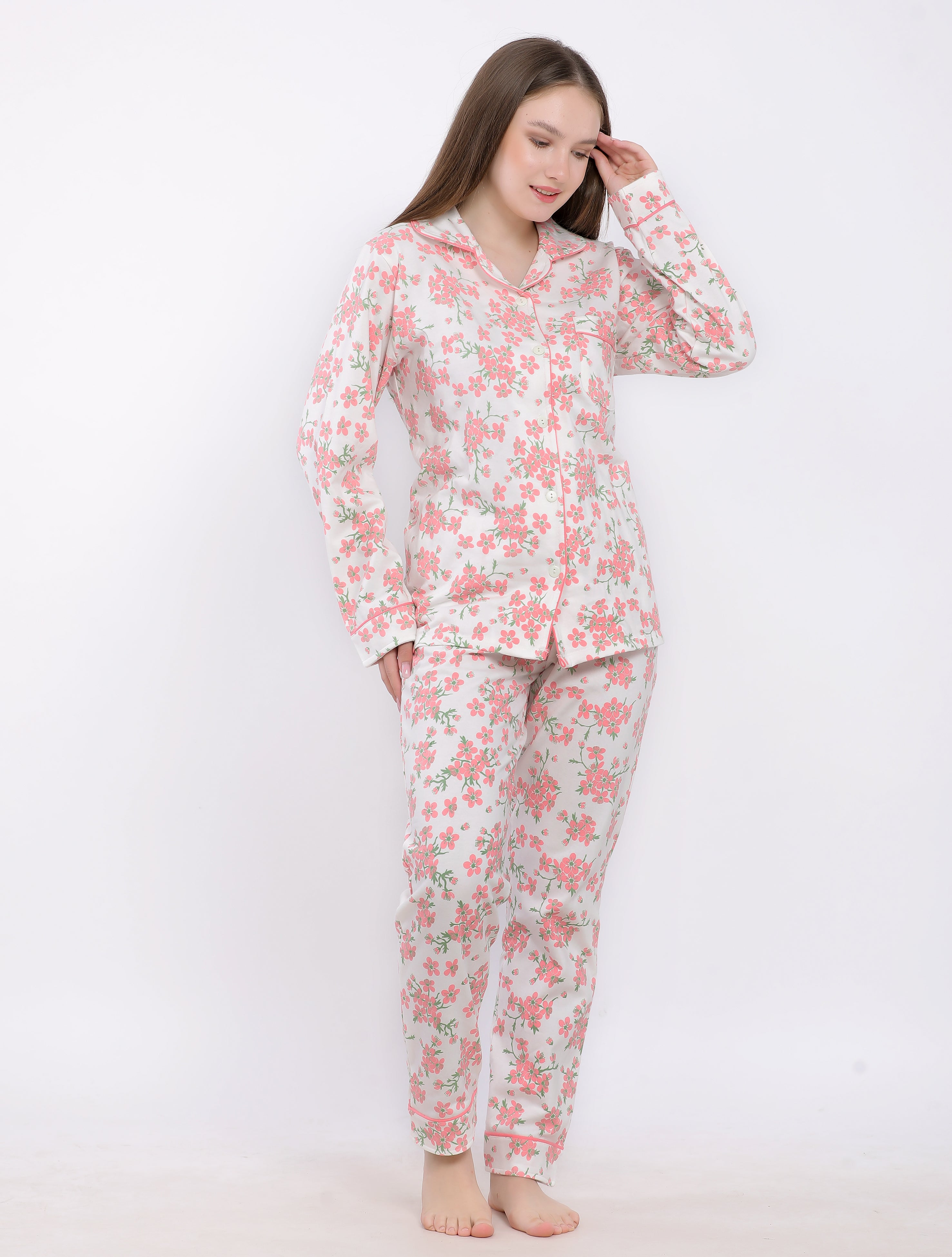Cosy Button down Floral Pajama