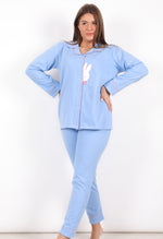 Load image into Gallery viewer, Peek-A-Boo Bunny Cozy Botton down Pajama

