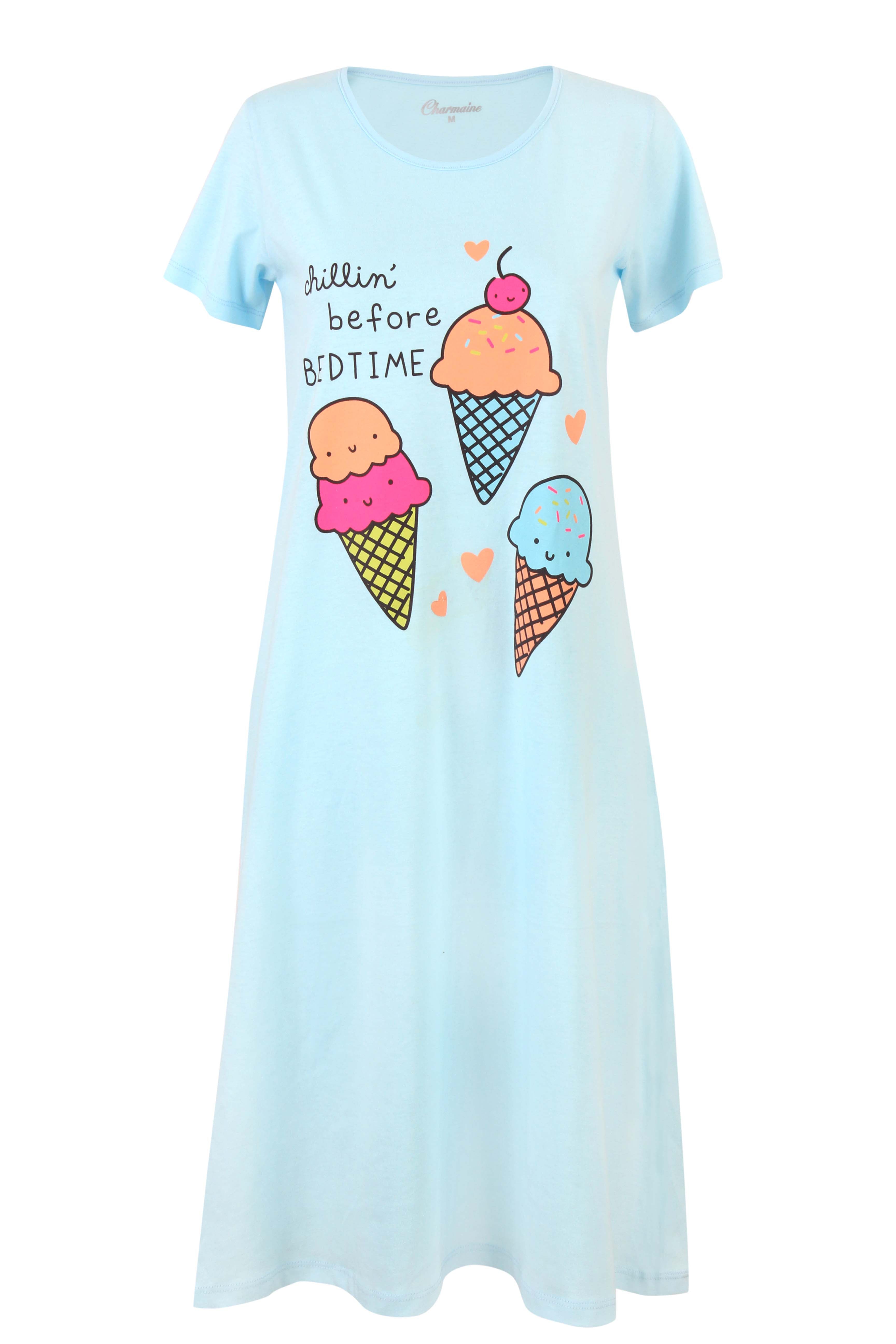 Ice Cream Print Short Sleeve Nightshirt