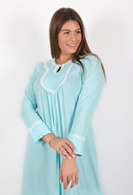 Load image into Gallery viewer, Lace Front Gathered Cotton Nightgown
