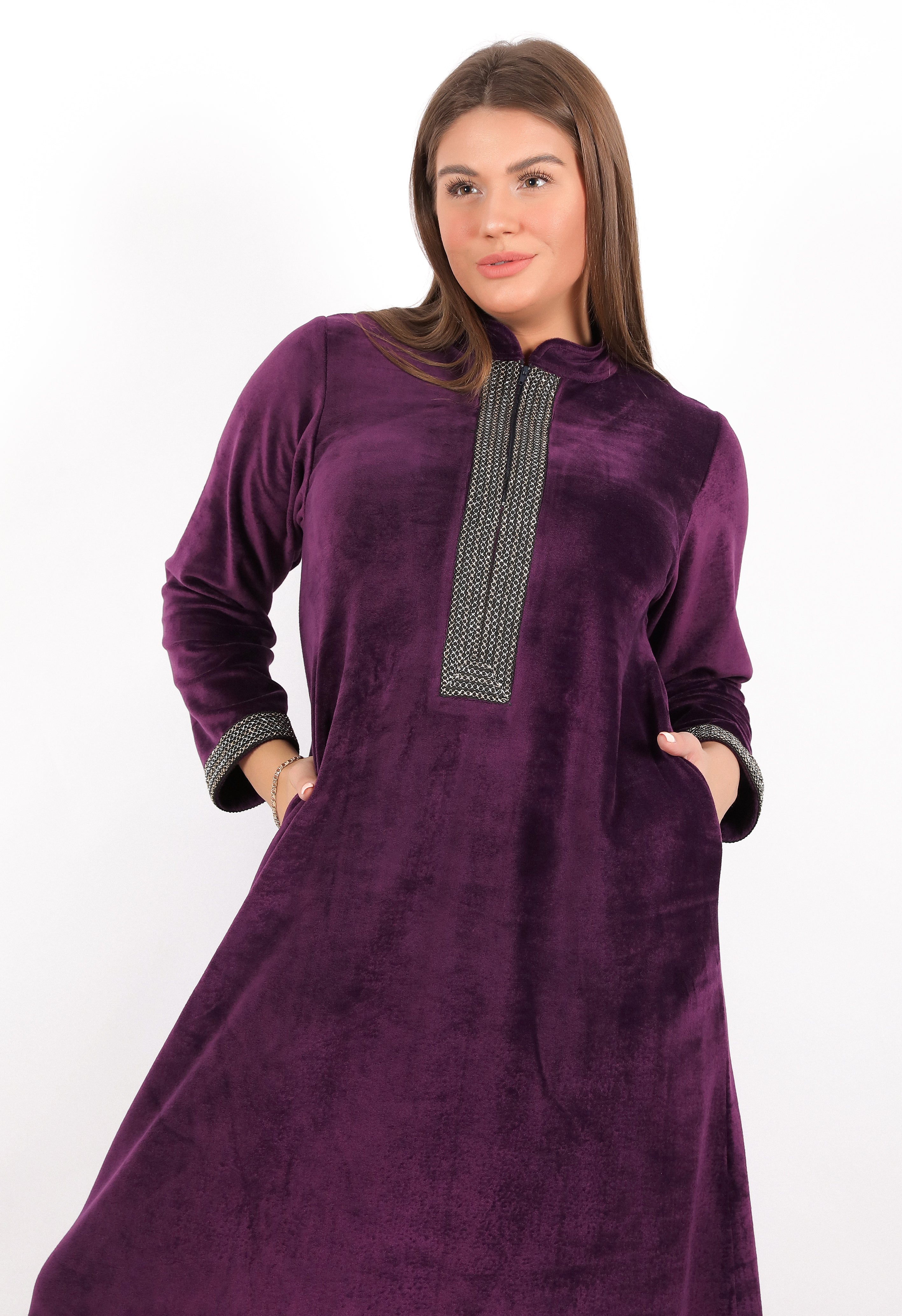 Long Sleeve Wide Velvet Homedress