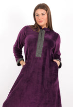 Load image into Gallery viewer, Long Sleeve Wide Velvet Homedress

