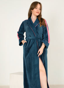 Long Wide Plain Velvet Robe