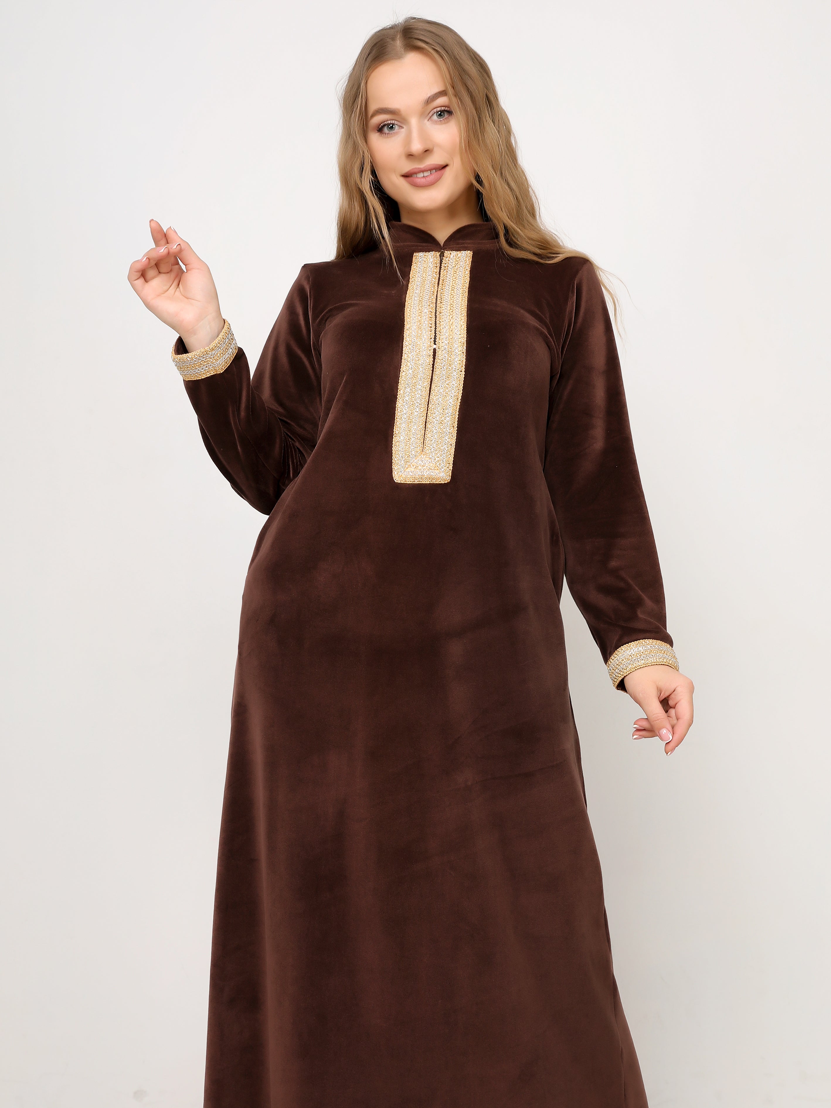 Long Sleeve Wide Velvet Homedress