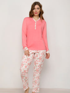 Long Sleeve Plain Floral Pj