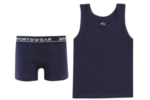 Boy's Sleeveless Undershirt Tank Top and Boxer Underwear Set