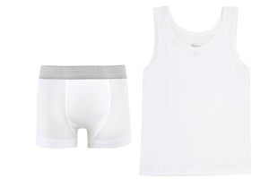 Boy's Sleeveless Undershirt Tank Top and Boxer Underwear Set