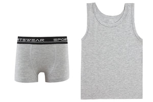 Boy's Sleeveless Undershirt Tank Top and Boxer Underwear Set