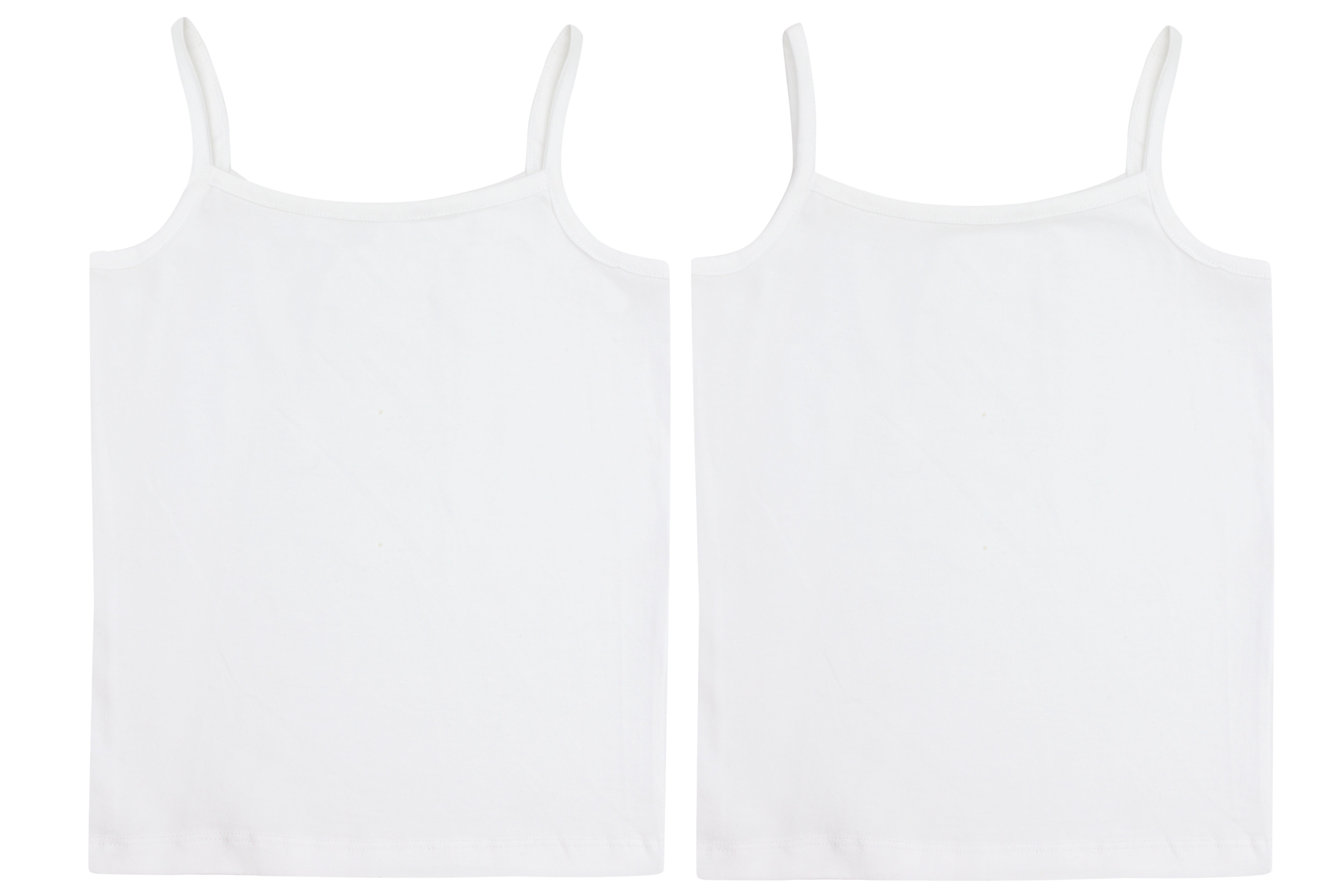 Girl's Spaghetti Strap 100% Cotton Cami Vest, 2 Per Pack