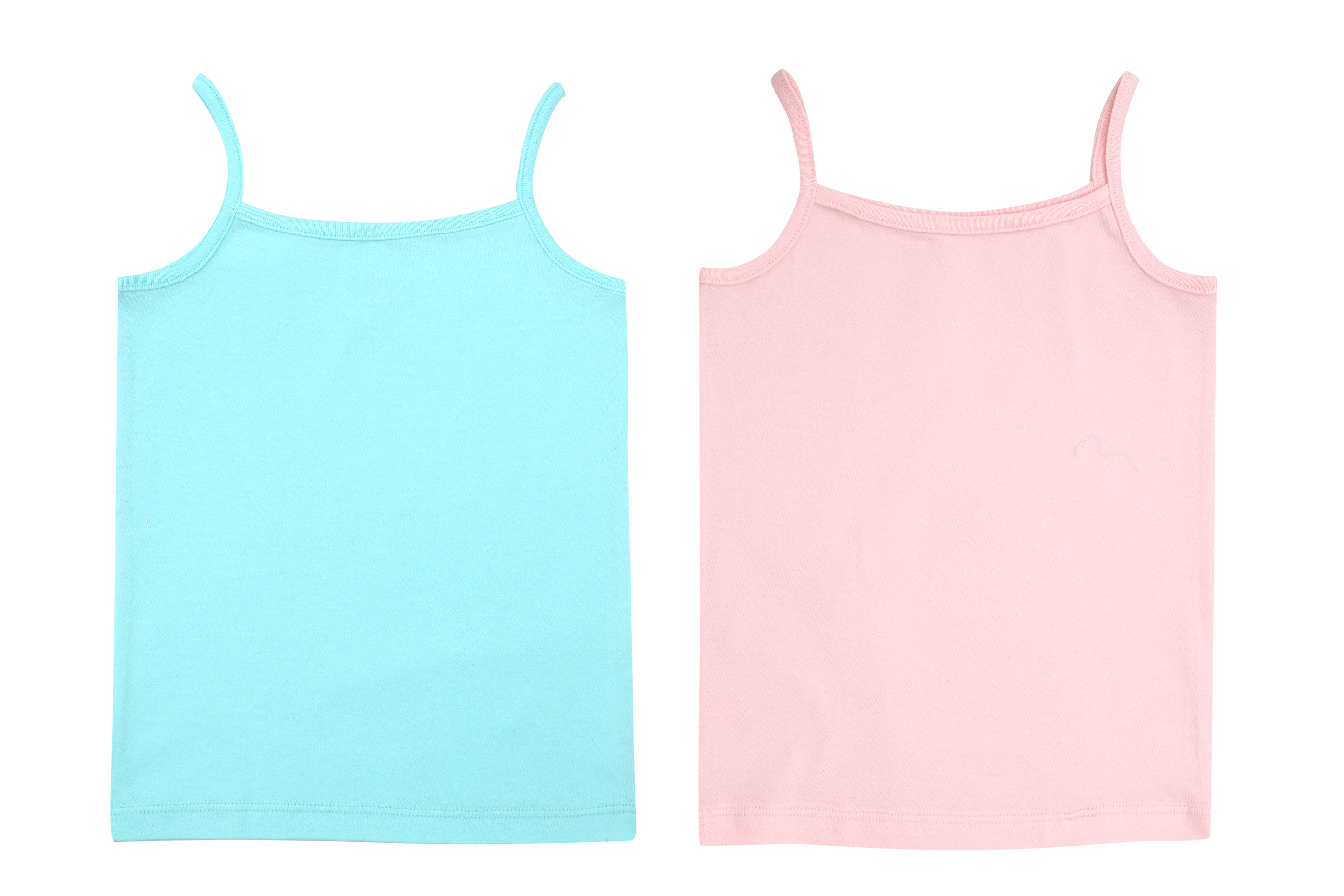 Girl's Spaghetti Strap 100% Cotton Cami Vest, 2 Per Pack