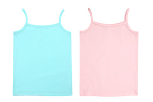 Girl's Spaghetti Strap 100% Cotton Cami Vest, 2 Per Pack