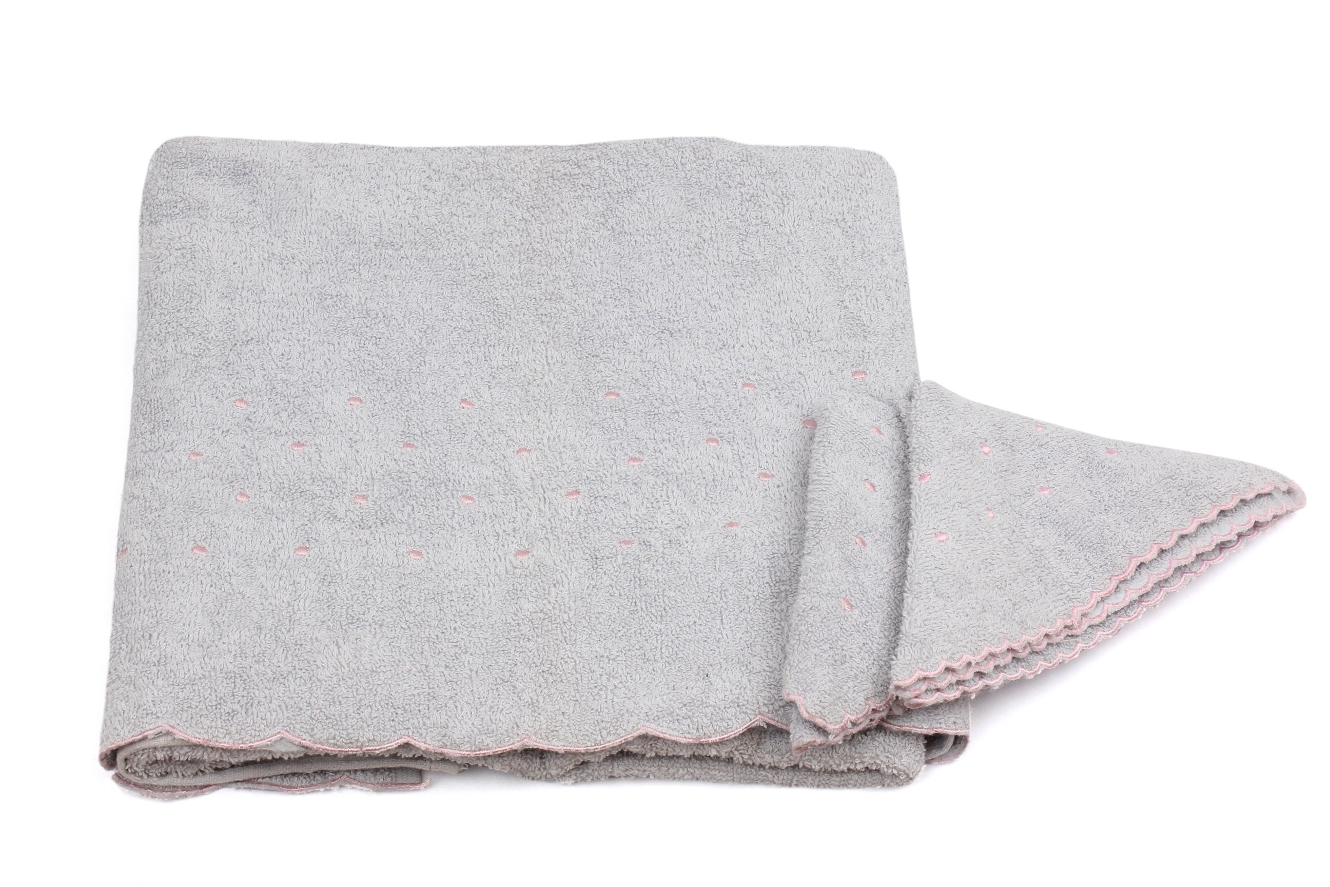 Embroidered Towel Set 3 Pcs with scalloped border