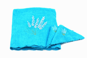 Embroidered Towel Set 3 Pcs with scalloped border