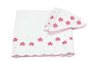 Embroidered Towel Set 3 Pcs with scalloped border
