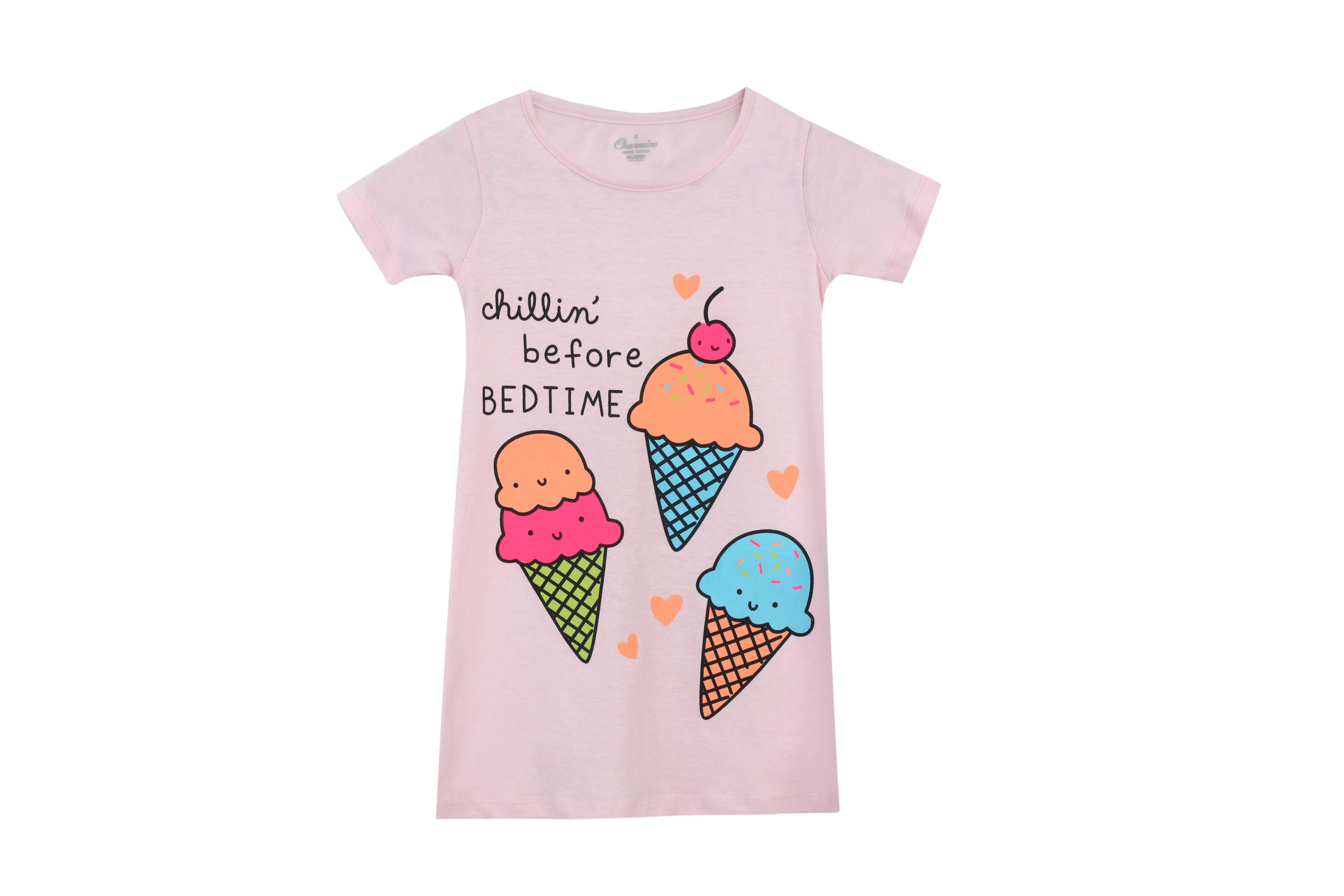 Girls Short Sleeve Nightie Ice Cream Print