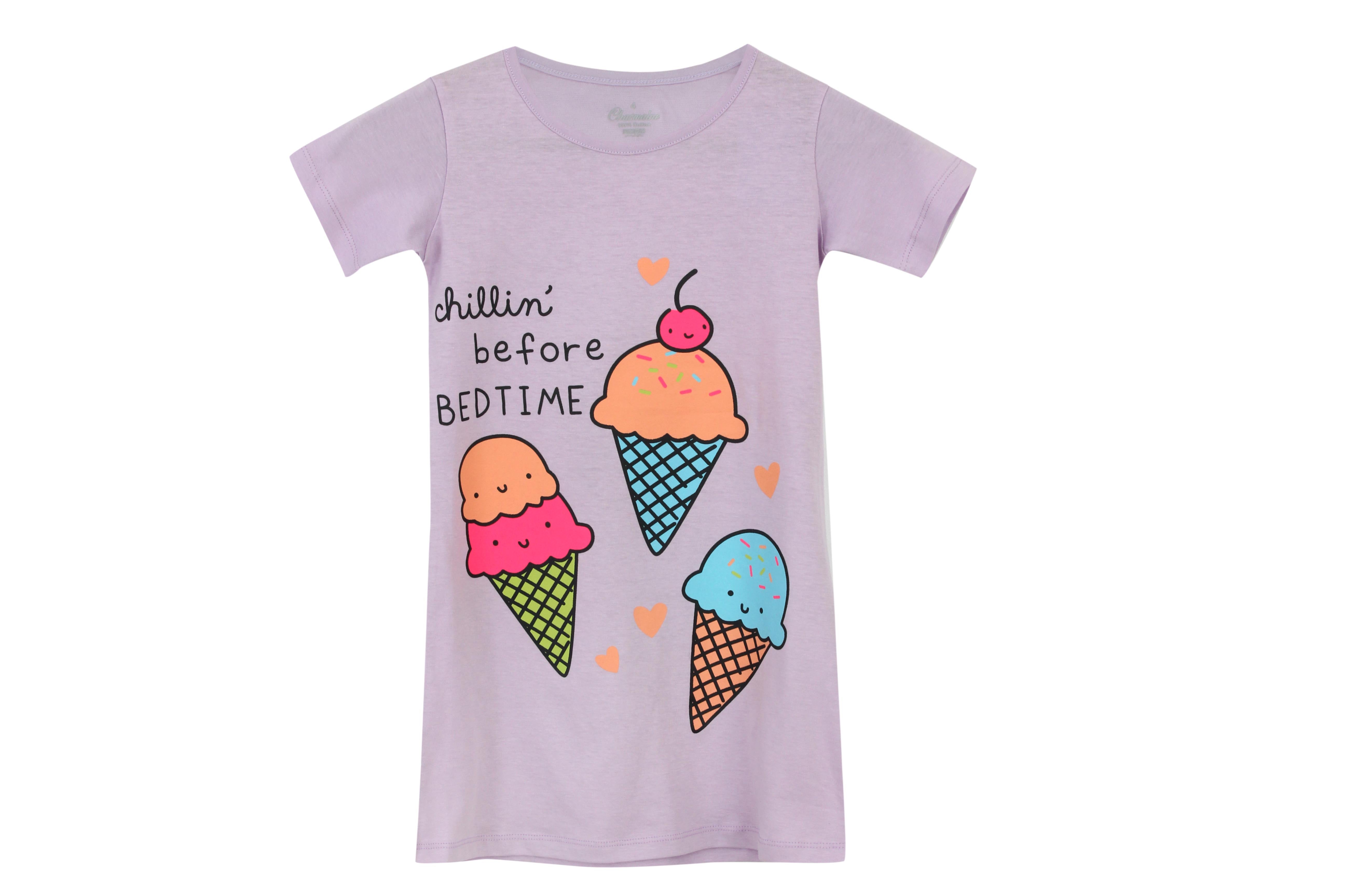 Girls Short Sleeve Nightie Ice Cream Print