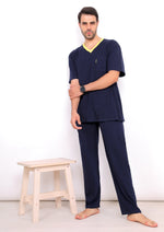 Load image into Gallery viewer, Men Short Sleeve Plain Pajama V-Neck
