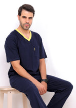 Load image into Gallery viewer, Men Short Sleeve Plain Pajama V-Neck
