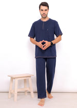 Load image into Gallery viewer, Men Short Sleeve Plain Round Neck Pajama
