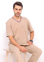 Load image into Gallery viewer, Men Short Sleeve Plain Pajama V-Neck
