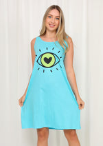 Load image into Gallery viewer, Heart Eye Sleeveless Cotton LoungeDress
