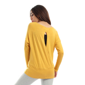 Long Sleeve Plain Top Open From Back