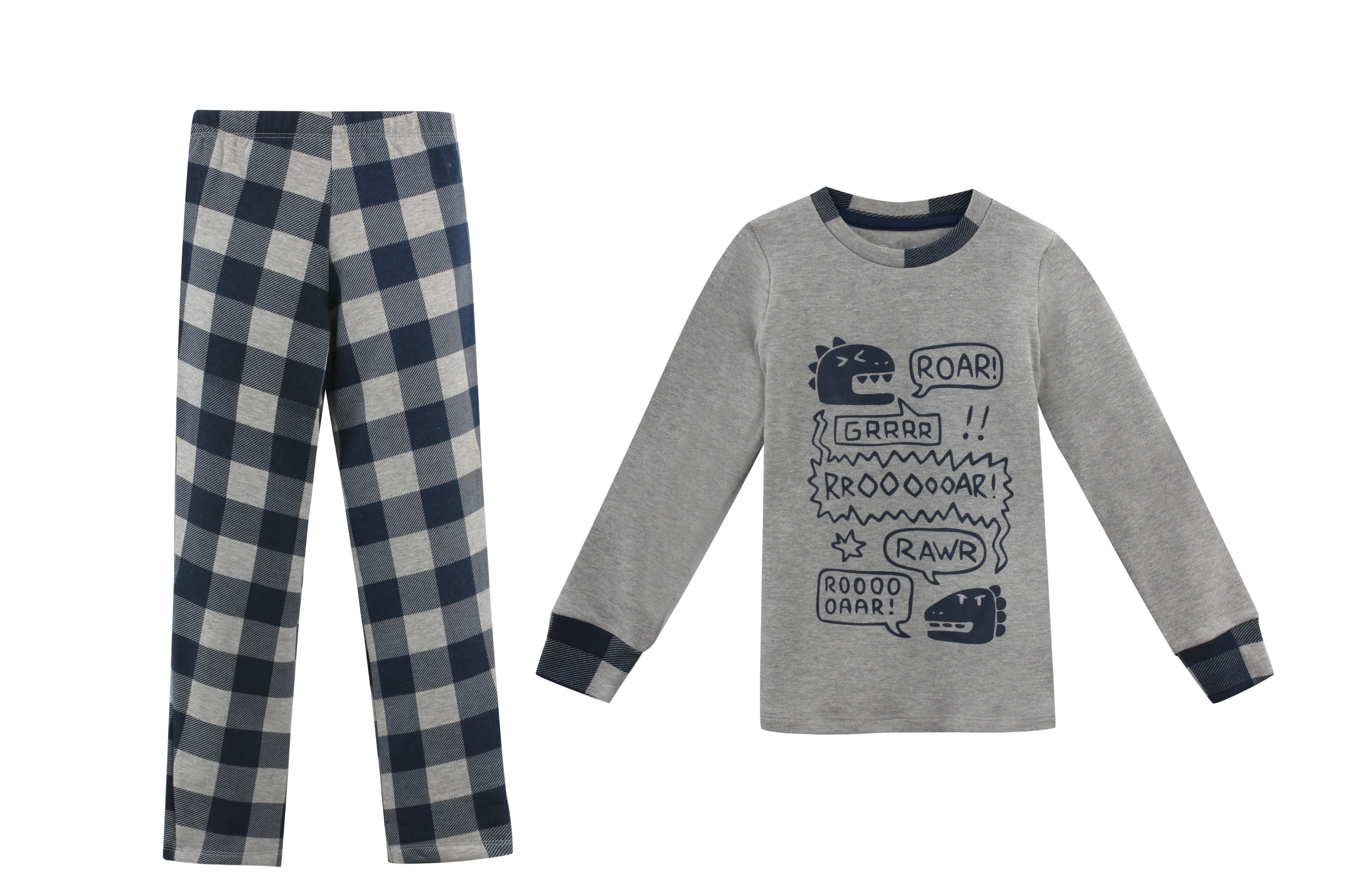 Boys Pajama Roar Print Checkered Pants