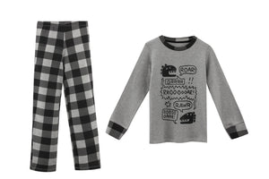 Boys Pajama Roar Print Checkered Pants